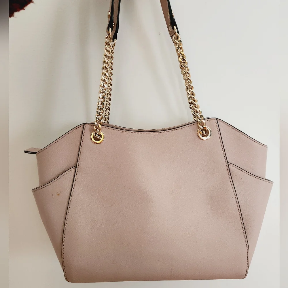 MICHAEL KORS Jet Set Travel Leather Ballet Blush LG Chain Shoulder Tote Bag